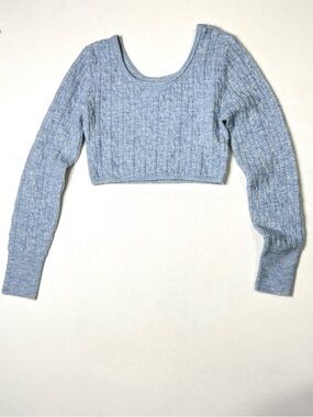 Future Collective Reese Blustein Cropped Cable Knit Scoop Neck Sweater Sz Medium